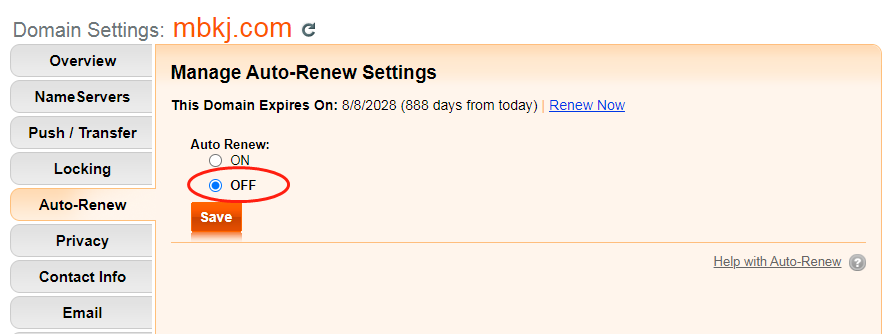 NameBright域名如何關(guān)閉Auto Renew自動續(xù)費